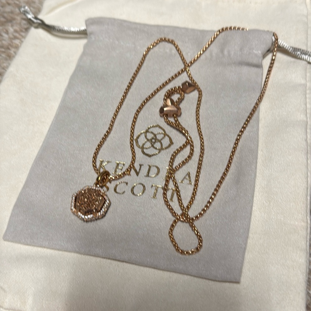 Kendra Scott rose gold and druzy charm necklace